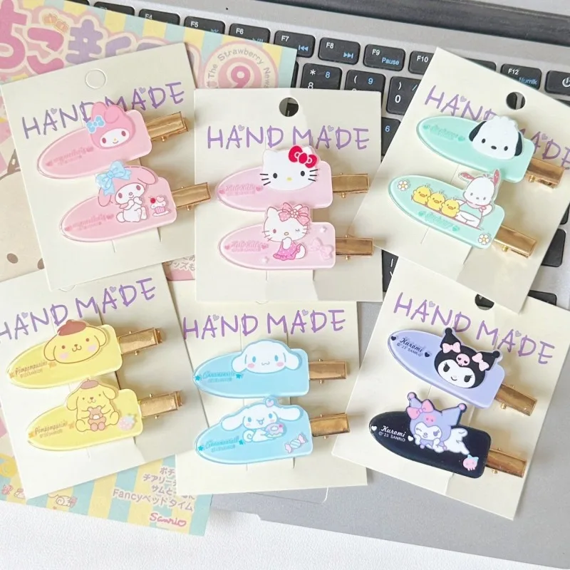 

Anime Cartoon Kawaii 2026 New Style Sanrio Kuromi Pochacco Traceless Hairpin Sweet Girly Heart Bangs Side Headgear Duckbill Clip