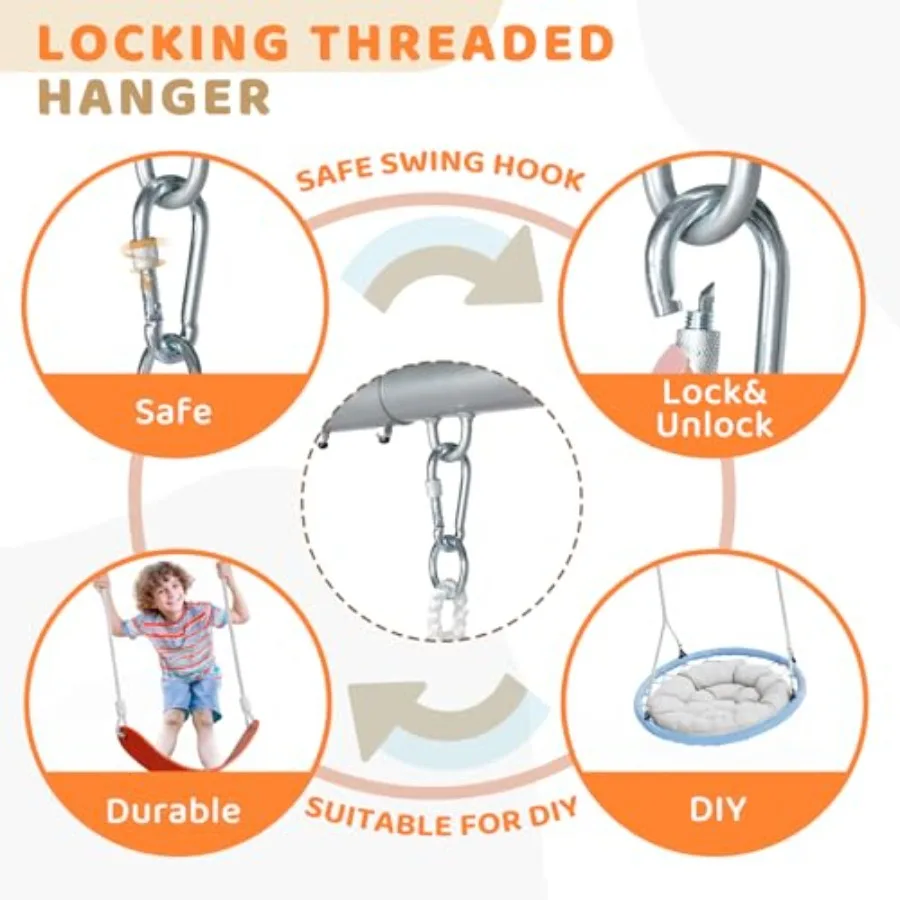 3 مقاعد مجموعات أرجوحة للفناء الخلفي مع مجموعات أرجوحة معدنية لكرة السلة للخارجية مع 3 مقاعد قابلة للتعديل بارتفاع 6 خيوط قفل