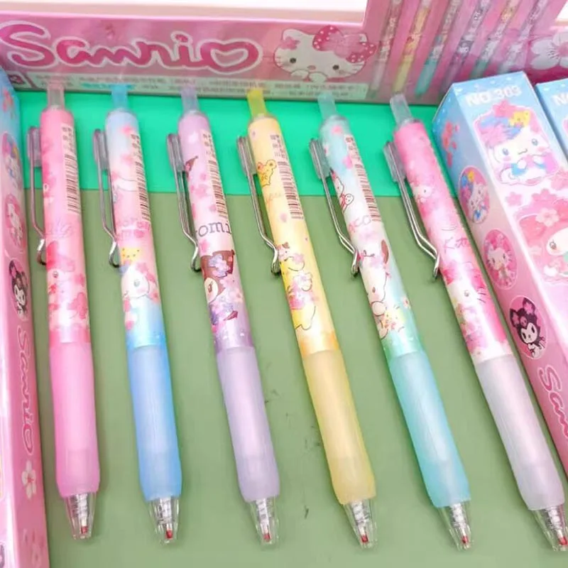 Imagem -04 - Sanrio Black Ink Signature Canetas Kawaii Gel Pen Melody Bonito Kuromi 0.5 mm Brinde Promocional Escritório Material Escolar 24pc Lote