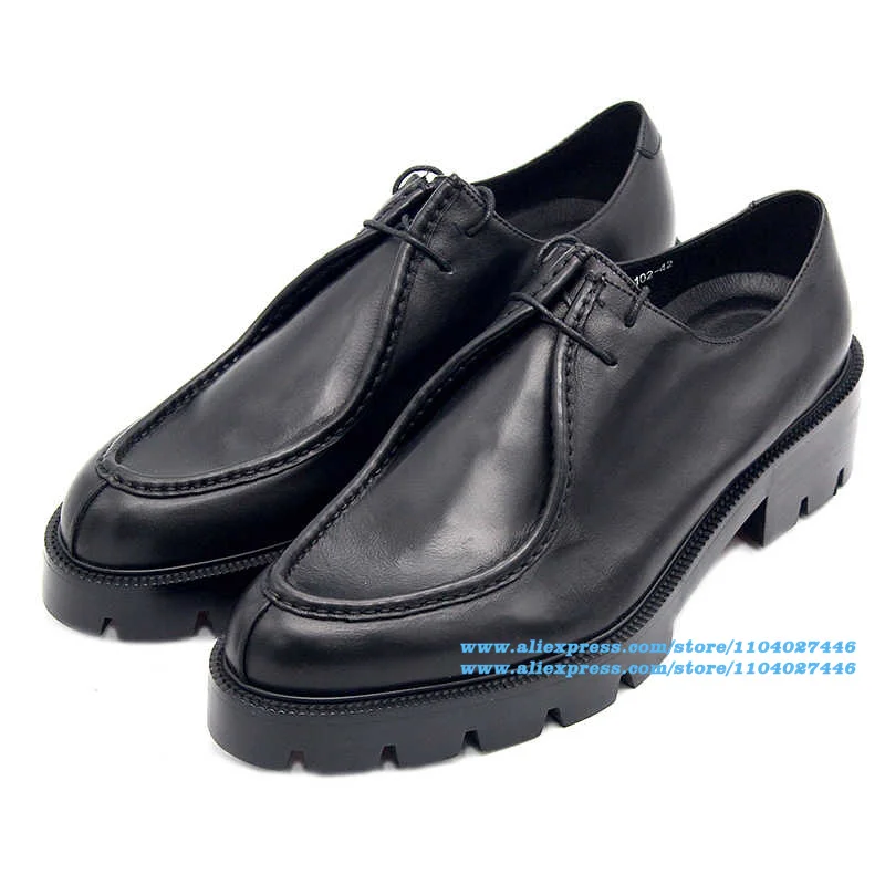 

Thick-Soled Lace-Up Men's Shoes Stylish Office Dress Shoes Designer Wear-Resistant Trendy Luxury Handmade Shoe Men's Shoes