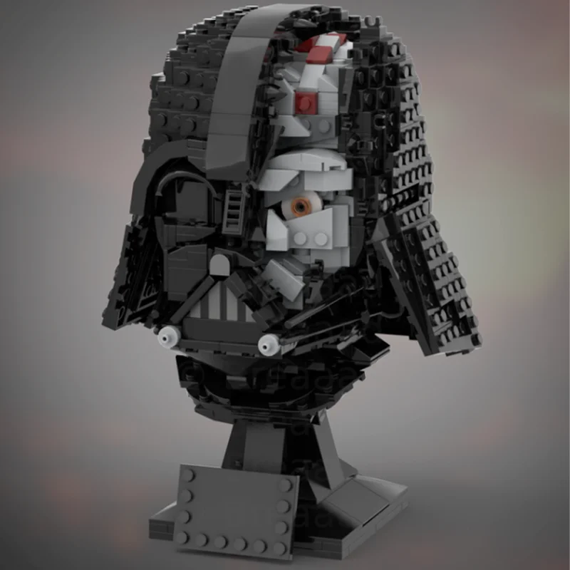979PCS MOC Battle Damaged Vader Helmet Collection Star Model Building Blocks Bookshelf Decor, Home Decor For Boys Birthday Gift - view 5