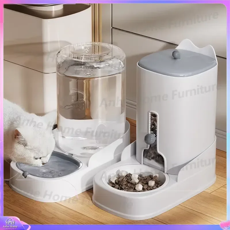 Automatic Pet Feeder Large Capacity Dog Cat Food Dispenser with Water Bowl Durable Plastic Storage Container Smart Self