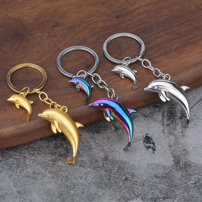 

New Metal 3D Dolphin Key Ring Alloy Dolphin Exquisite Ocean Keychain Car for Birthday Pendant Party Gift Jewelry