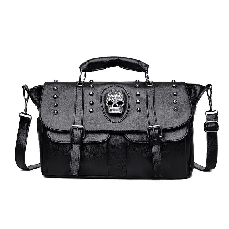 

Gothic Punk Skull Crossbody Bag - Spiked Studded Alternative Handbag for Dark Subculture Women
