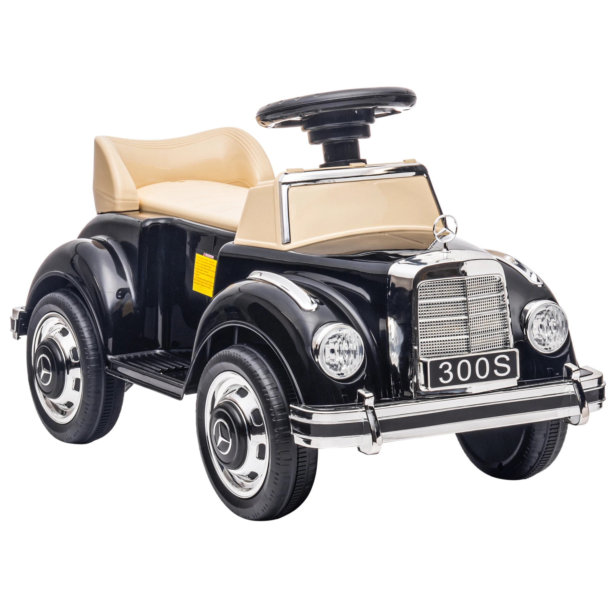 AIYAPLAY Seggiolino auto per bambini con licenza Mercedes-Benz S 18-48 mesi, vano portaoggetti sotto il sedile, nero