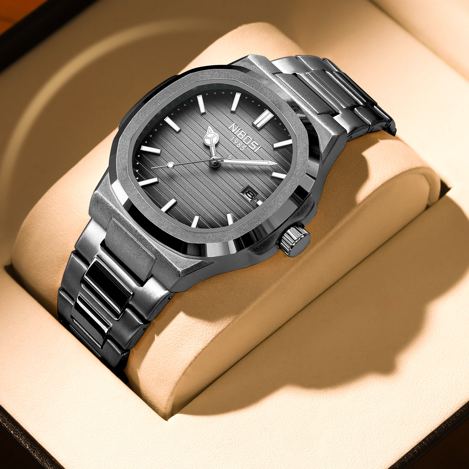 2026 NIBOSI Men's Watches Top Brand Luxury Auto Date Business Men Watch Stainless Steel Waterproof Analog Quartz Wristwatches