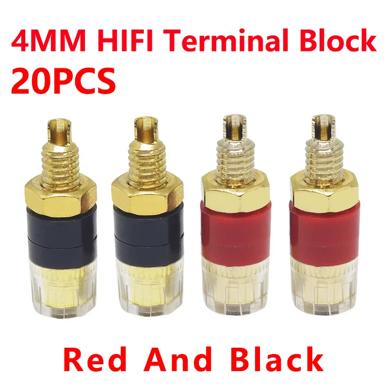 

20Pcs/Set Brass Gold Plated 4MM Binding Post HIFI Terminals Binding Banana Plug Connector for Speaker Amplifier Red+Black