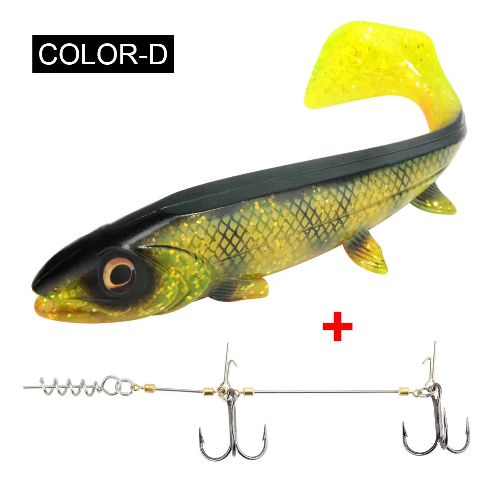 Spinpoler Big Fish Weicher Angelköder mit Stinger Rig Hakenset 14 cm/18 cm Jigging Trolling für Salzwasser-Meeresangelgerät Pesca
