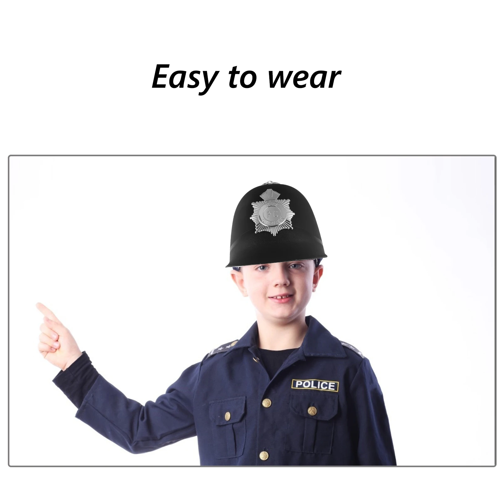 

Black Police Hat for Halloween Cosplay Lightweight Officer Hat Party Costumes Accessory Decorative Kids Adults DIYDecoration