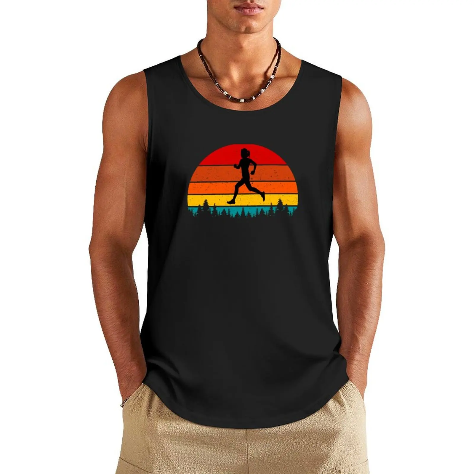 

Run Wild - Woman Runner - Vintage Forest Tank Top men gym clothing Male clothes