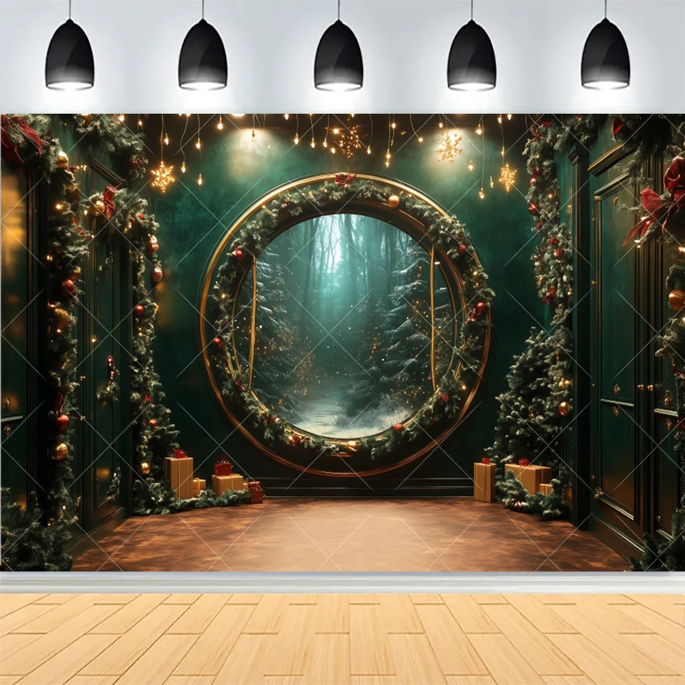 Winter Christmas Atmosphere Windows Photography Background Merry Christmas Glow Christmas Little Studio Backdrops AG-71
