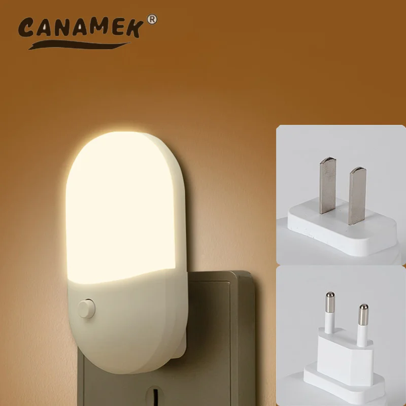 

Led Mini Night Light Switch Plug-In Led Light Eye Protection Night Light Lamp Use For Bedside Baby Feeding Living Room