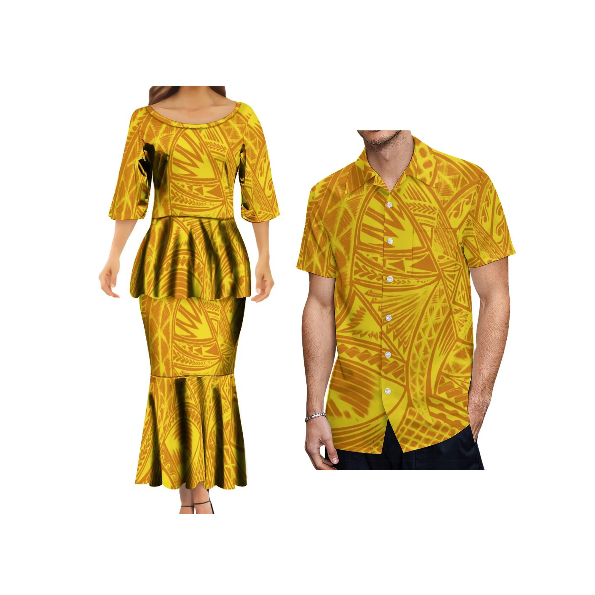 2025 Spring Customized on Demand Dress Samoan Island Design Elegant Dress Polynesian Tribal Women Mermaid Dress