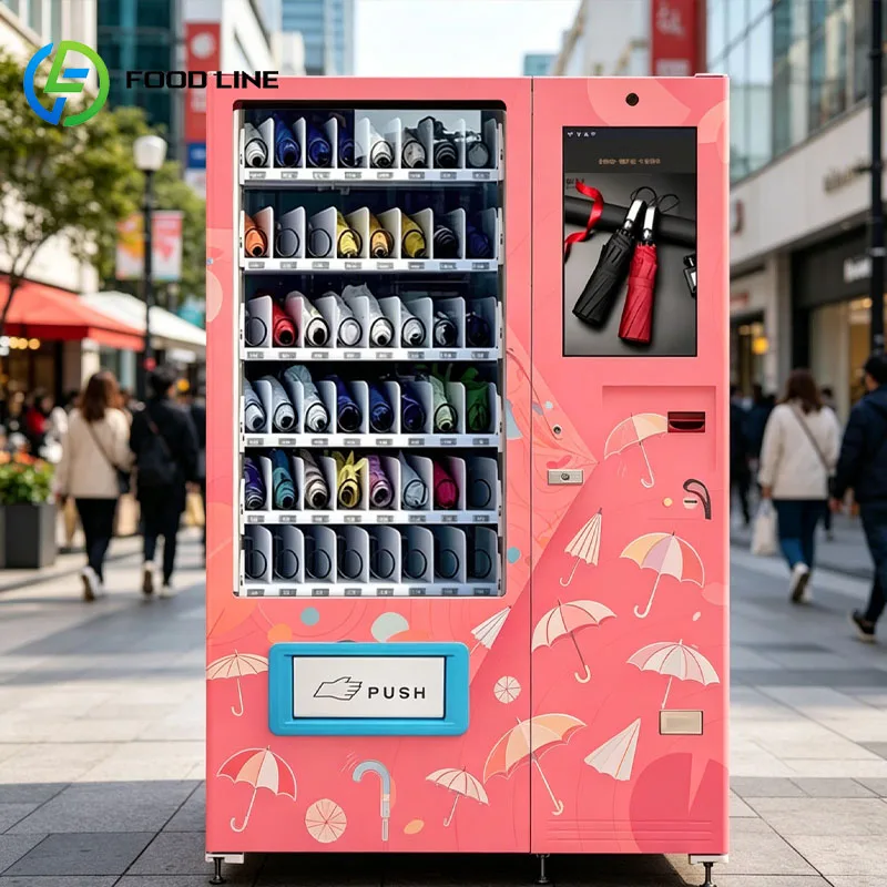 Automatic Umbrella Vending Kiosk Smart Rain Umbrella Machine Airport Station Public Area Outdoor Weather Use Customized