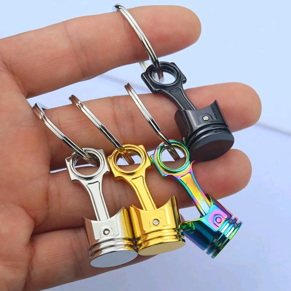 1x Car Engine Piston Keychain Pendant Car Modification Key Ring Creative Gift Car Keyfob Decor Pendant Metal Auto Key Chain