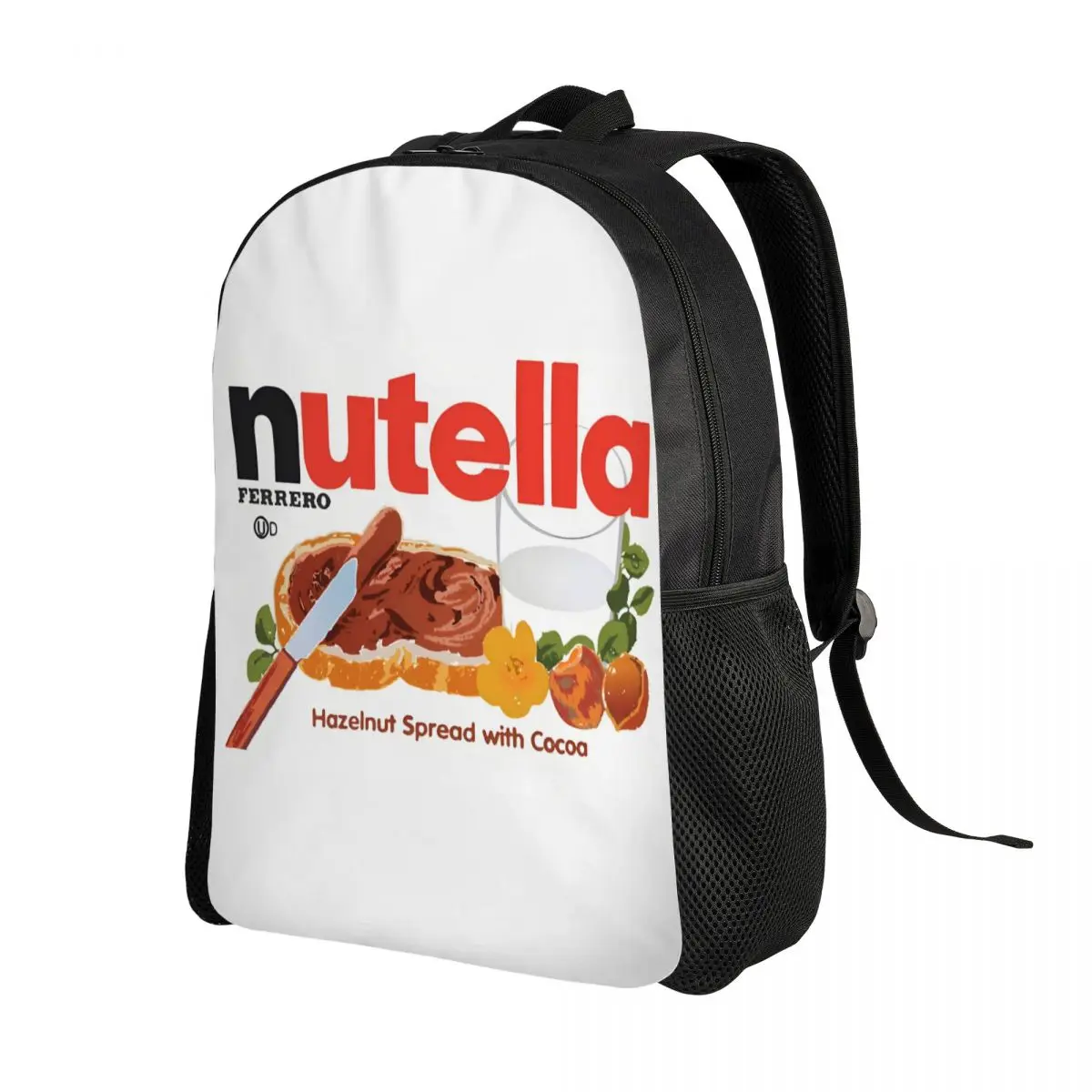 Custom Nutella Hazelnut Cocoa Spread Laptop Backpack Men Women Fashion Bookbag for School College Student Iconic Bags