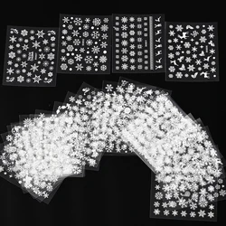 12/16/30Pcs White Snowflakes Christmas Nail Stickers 3D Laser Gold Sliver Snowflakes Nail Decals Xmas Holographic Nail Sliders