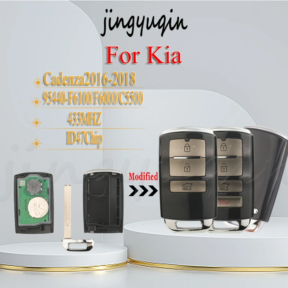 

Jingyuqin Новый продукт для Kia Cadenza2016-2018 FCCID95440-F6100/F6000/C5500 3/4 кнопки 433 МГц ID47чип смарт-карта удаленный автомобильный ключ