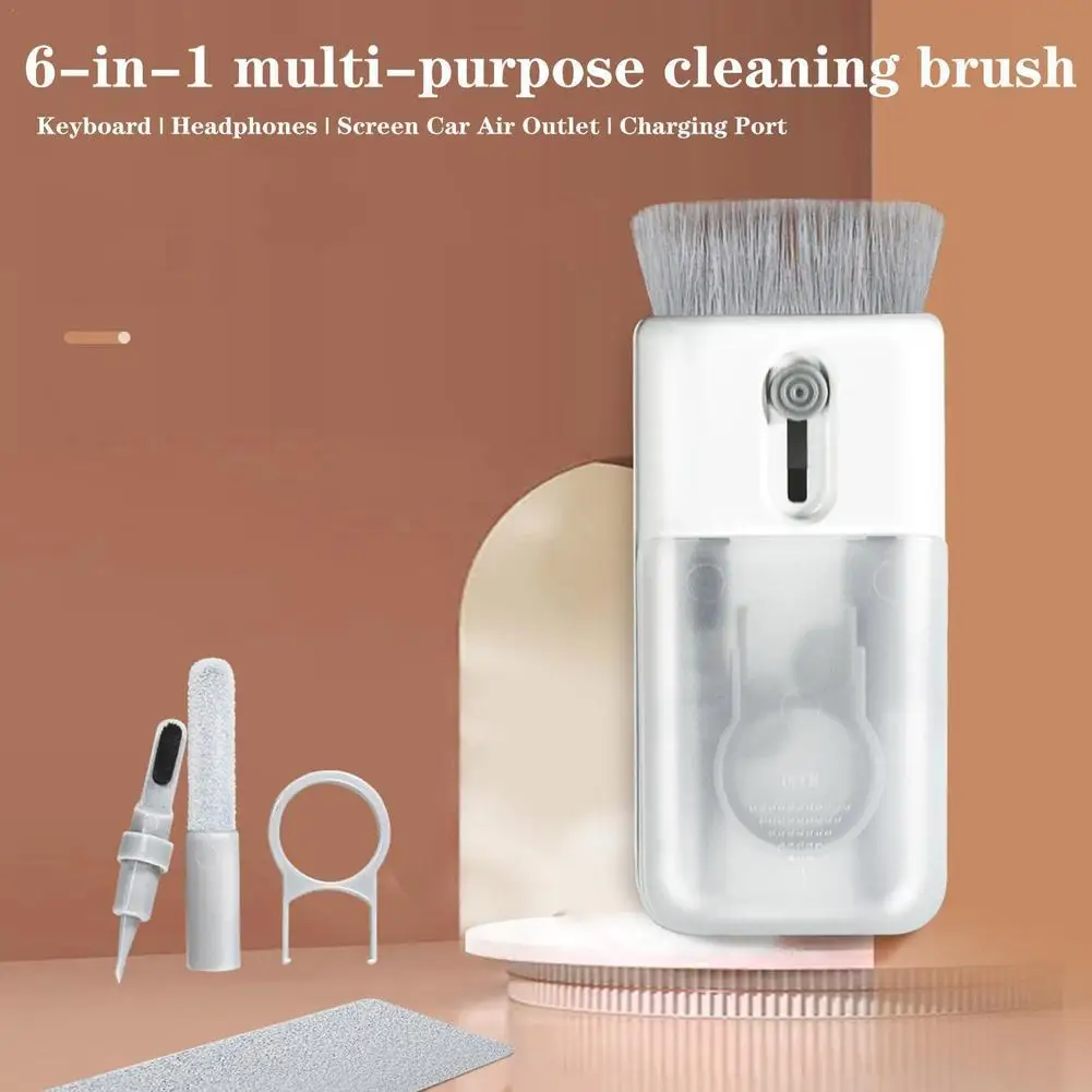 6-in-1 Computer Keyboard Cleaner Brush Kit Earphone Cleaning Pen For Headset IPad Phone Cleaning Tools Cleaner Keycap Puller Kit