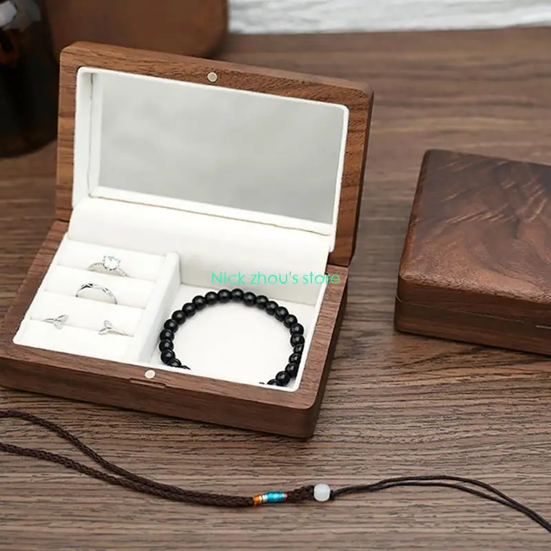 E15E صناديق المجوهرات الخشبية منظم المجوهرات الخشب الصغير لحالة قلادة حلقة Showc