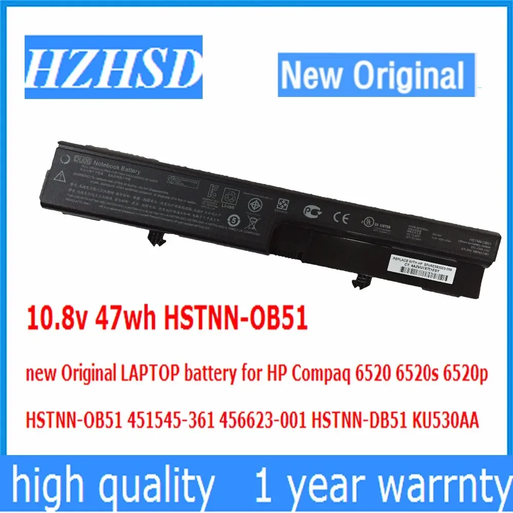 10.8v 47wh DU06 HSTNN-OB51 new Original LAPTOP battery for HP Compaq 6520 6520s 6520p 451545-361 456623-001 HSTNN-DB51