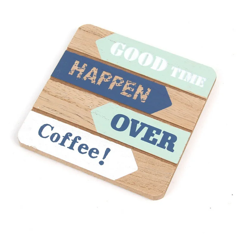 Exclusive for Cross-Border Vintage Country Wooden Heat Proof Mat Foreign Trade American Coffee Pad Wholesale Creative Coaster Co