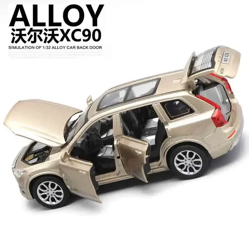 Free delivery 1:32 Diecast Cars Volvo XC90 Model Toy Openable Doors Pull Back Music Light Car Toys for kids children