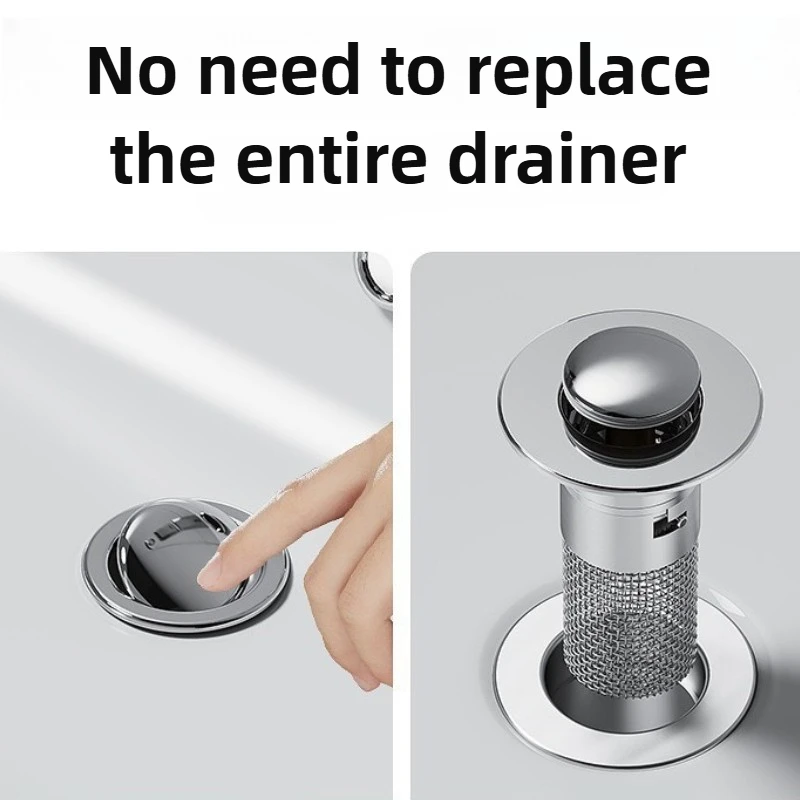Stainless Steel Sink Drain Filter - Anti-Clog Hair Stopper & Odor Seal for Bathroom/Kitchen Pop-Up Drain, Bath Tub Drainage - view 2