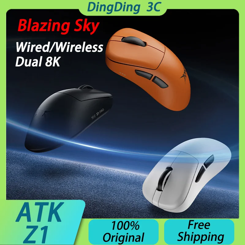 

Беспроводная мышь ATK Z1, блестящая Непористая легкая эргономичная приемник PAW3950 Ultra 8K, пользовательские геймерские подарочные мыши для киберспорта
