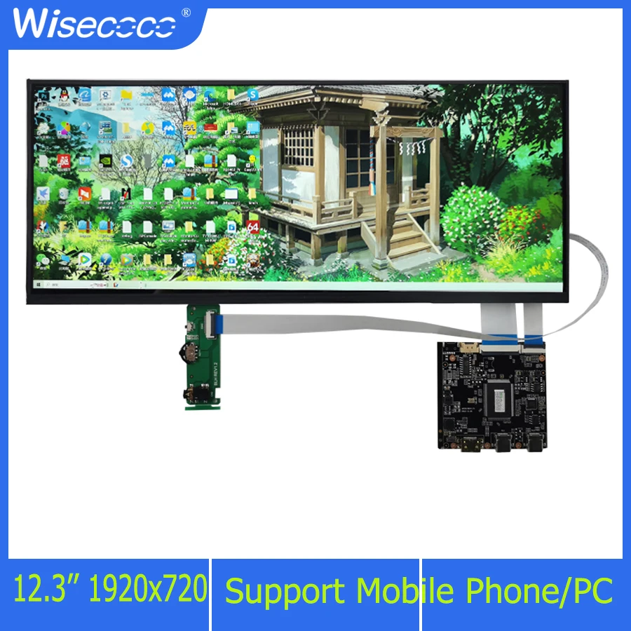 12.3 Inch 2400x900 2k Lcd Screen Type-c Wisecoco Controller Board Secondary Display Panel for PC/Laptop/Game Cabinet Monitor