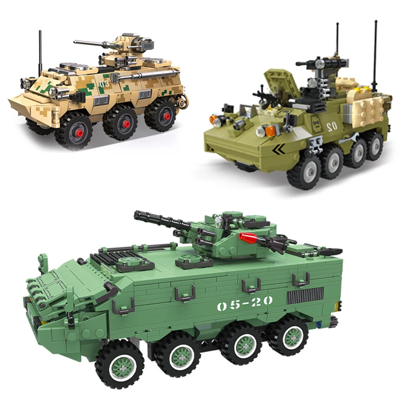 WW2  Military  US M1126 Stryker Armored Transport Vehicle High-Tech Bricks Toys Weapon Army Theme Building Blocks Model