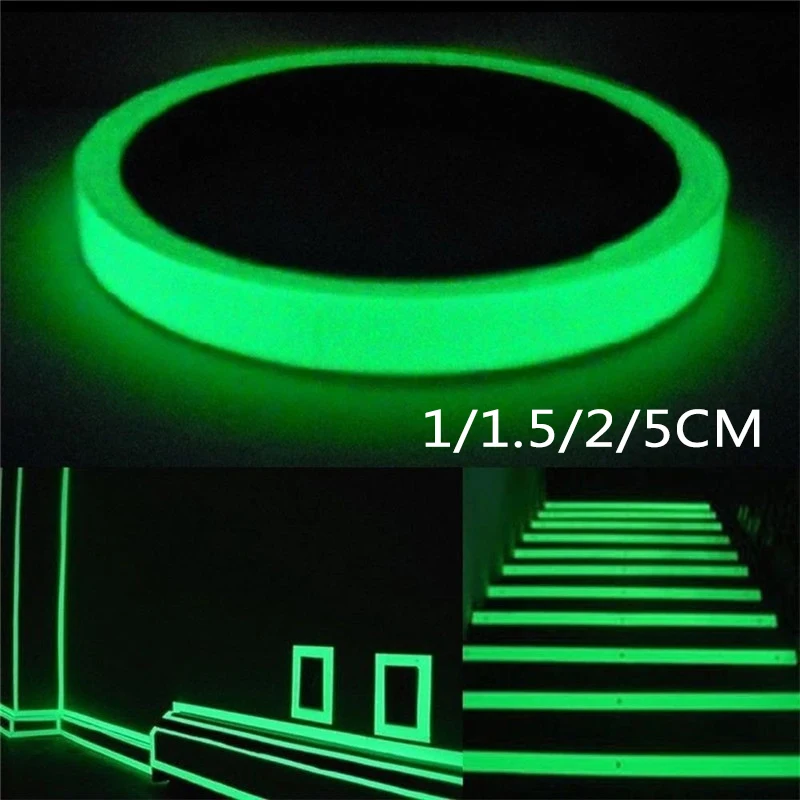 Home PVC 1-5cm 1 Roll 4 sizes Film Sticker Self-adhesive Glow In Dark Stage Decor Decoration Safety Luminous Tape