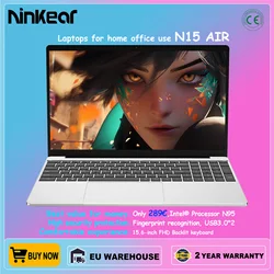 Ninkear-N15 Air Laptop com desbloqueio de impressão digital, teclado retroiluminado, Windows 11, 15.6 