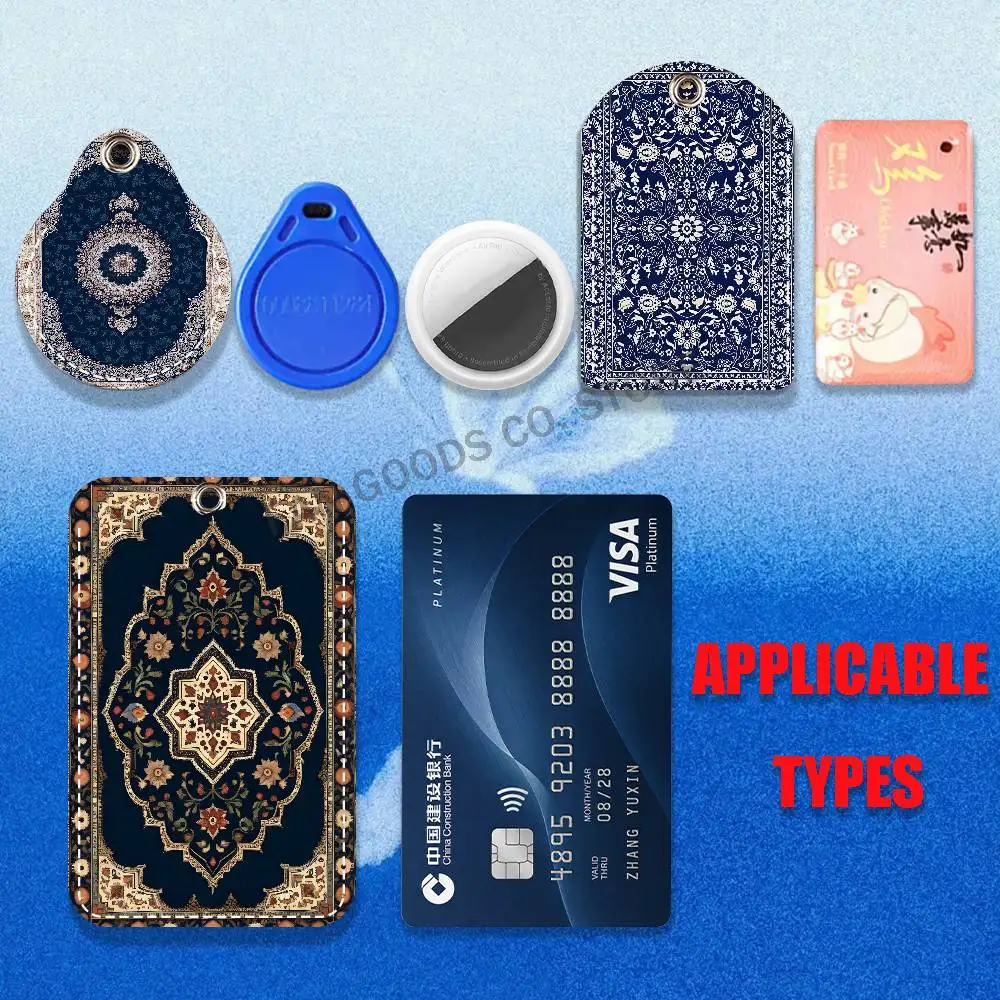 Persian Rug Carpet PU Leather Card Holder Keychain Key Ring Door Lock Access Tag ID Access Card Air Tag Case Keychain Card - view 5
