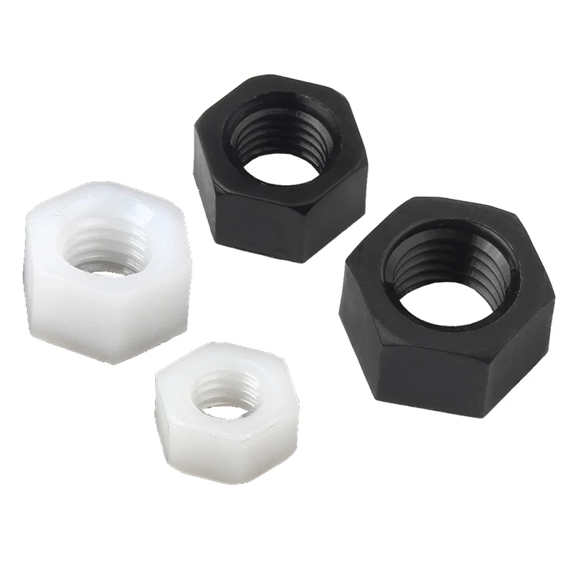 200~ 1000pcs/bag M3 M4 M5 M6 M8 M10 Nylon Plastic Hex Nuts White Black Nylon Nut Insulation Hexagon nuts