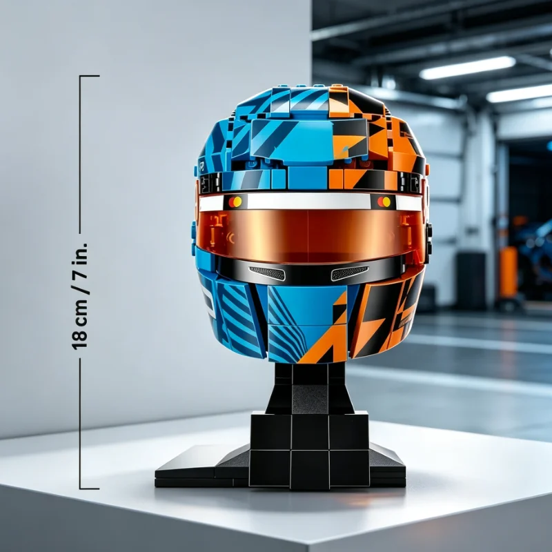 In Stock Hot Sale 793PCS Racing Driver Orange-blue Helmet Racing Car Building Block Model Ornament Toys For Holiday Party Gifts