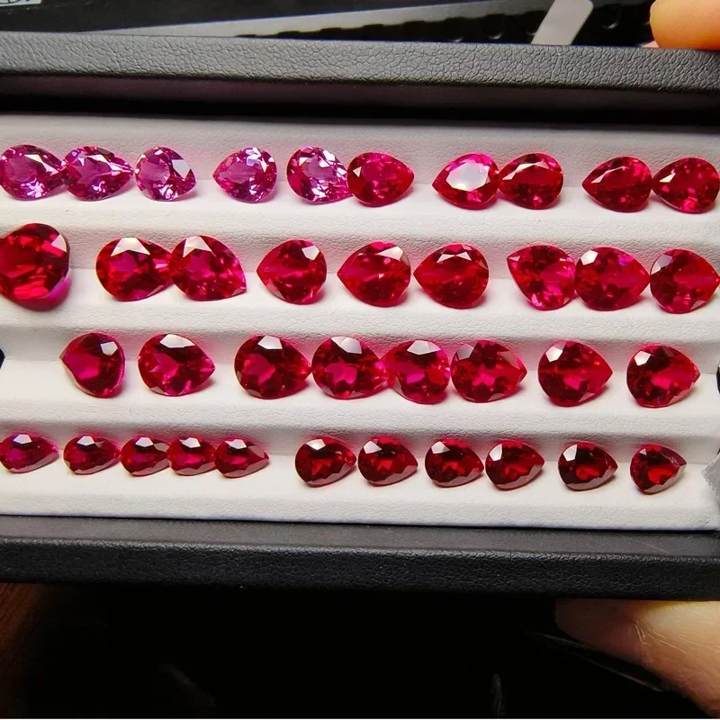 Laborgezüchteter Rubin, Birnenform, Taubenblutrot, Top-Qualität, Edelstein VVS1 für Schmuckherstellung, Materialien, wählbar, mit Zertifikat – Detail 5