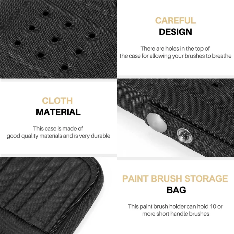 BVBV 29Cm Artist Paint Brush Holder Zippered Brush Case for Oil Acrylic Watercolor Brush Breathable Painting Kit