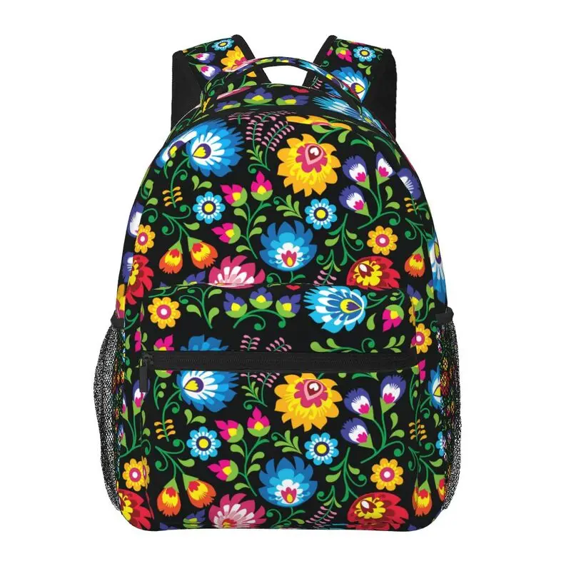

Poland Polish Floral Folk Art Flowers Backpack Large Capacity Travel Hiking Laptop Backpacks Women Lightweight Camping Daypack