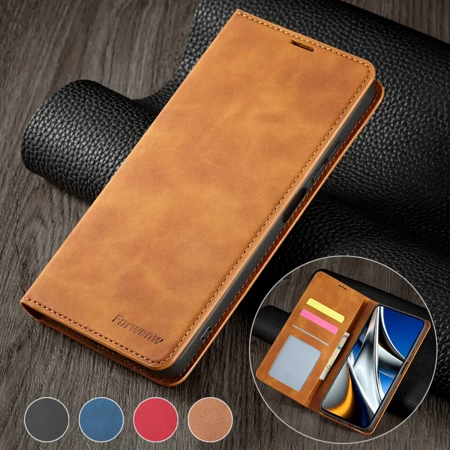 UltraSlim Magnetic Flip Leather Case For Xiaomi Poco X5 X4 X3 M3 M4 M5 Pro C55 F3 MI 12T 11T 10T 11 13 Lite Wallet Card Cover