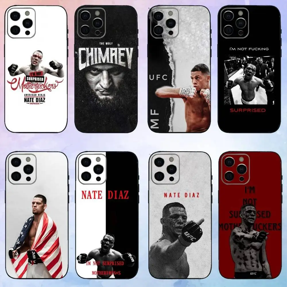 

N-Nate D-Diaz Boxing Phone Case For iPhone17,16,15,14,13,12,11 Plus,Pro Max Soft Black Cover