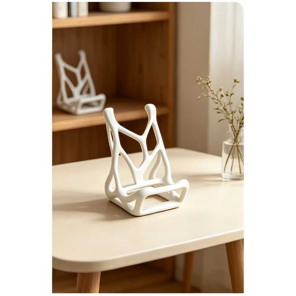 Newest 3D Printed Matte 3D Printed Hollow Irregular Phone Stand Abstract Curved Desktop Cell Phone Holder Home Office Decor
