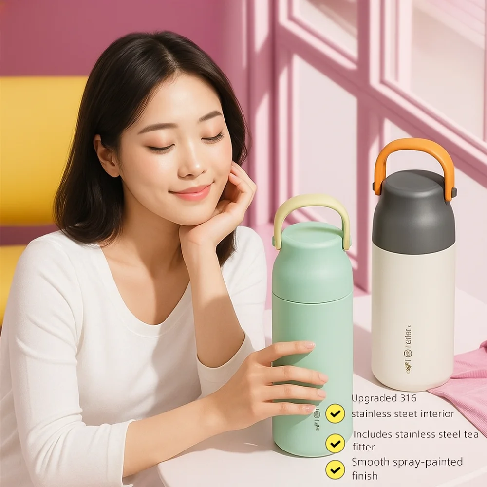 

500ml Insulated Bottle 316 Stainless Steel Handheld Thermos Water Bottle Leak Proof Keeps Cold and Heat Insulated Tumbler Cup