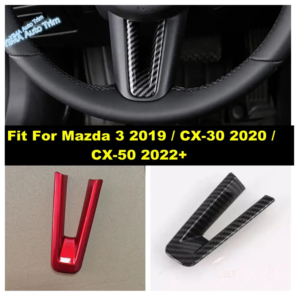 

Car Interior Steering Wheel U Shape Frame Cover Trim For Mazda 3 2019 - 2025 / CX-30 2020 - 2025 Red / Carbon Fiber Accessories