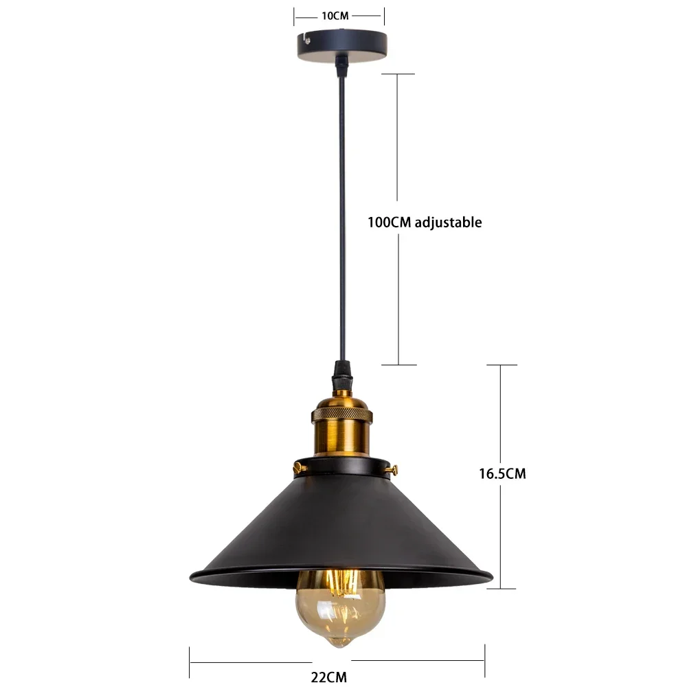 Lampe Suspendue Rétro Vintage avec Couvercle, Luminaire Décoratif d'Nik, Idéal pour un Loft, une Cuisine, une Salle à Manger ou une Chambre à Coucher