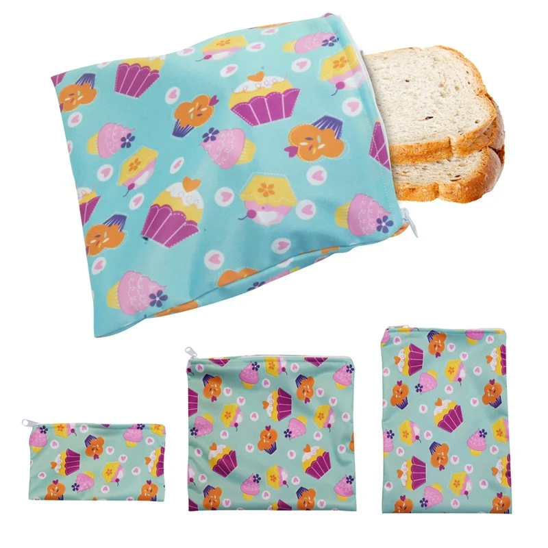 3PCS/Set Reusable Sandwich Bag Snack Food Storage Bags Waterproof Lunch Bread Container Zipper Freezer Bag Storage Case 3 Size