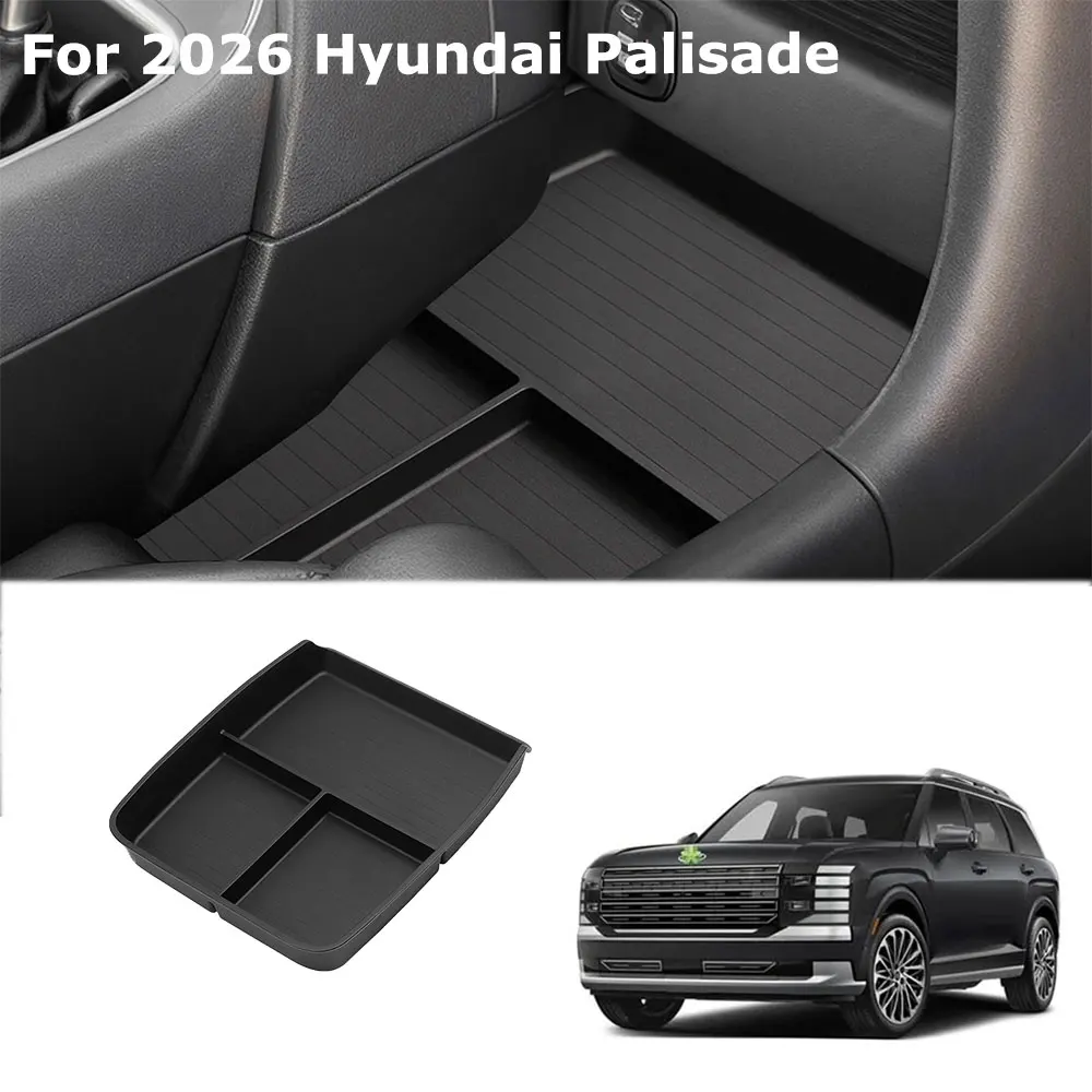 

For 2026 Hyundai Palisade Lower Center Console Organizer Box High-Quality TPE Car Interior Accessories Armrest Storage Tray