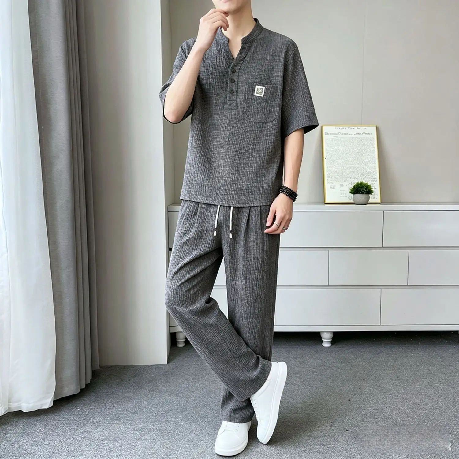 8858 gray top + gray pants