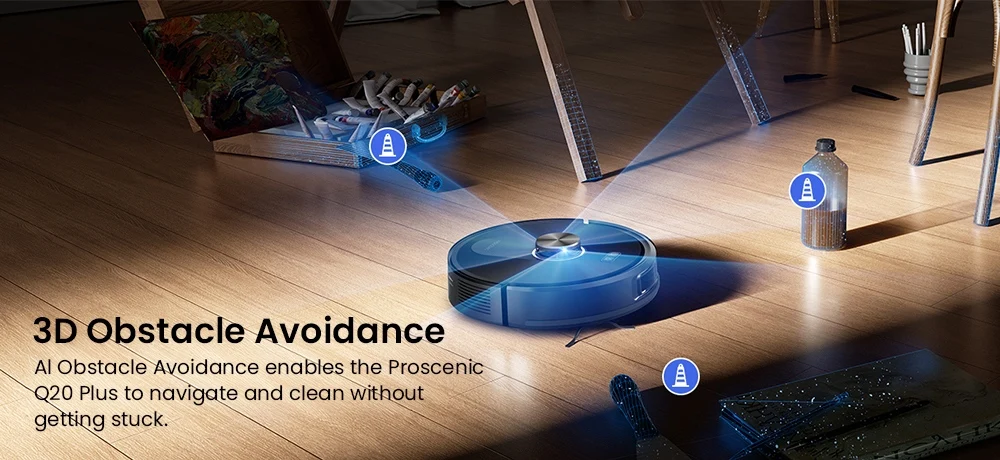 Proscenic Q20 Plus Roboter-Staubsauger und Wischmopp, 10000Pa Starke Saugkraft, Selbstentleerende Basis, LiDAR-Navigation, 200 Minuten Laufzeit – Detail 8