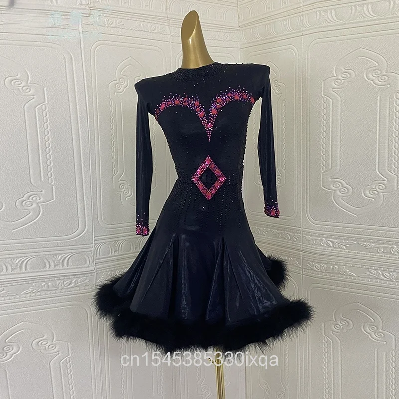 Vestidos de competición latina para niños Rumba Chacha Tango Ropa de práctica y campeonatos de rendimiento profesional personalizada